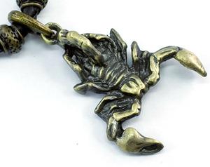 Gothic Scorpion Black Rubber Brass Mens Necklace MN061