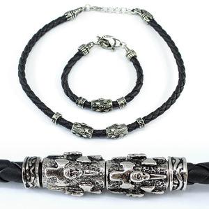 Cross Skull Black Rubber Brass Mens Necklace Bracelet XMN064