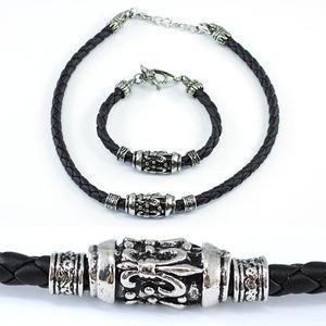 Gothic Cross Black Rubber Brass Mens Necklace Bracelet MN065