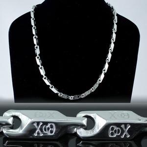 Silver Skulls Cross Bone Stainless Steel Links Mens Chain Necklace MN066