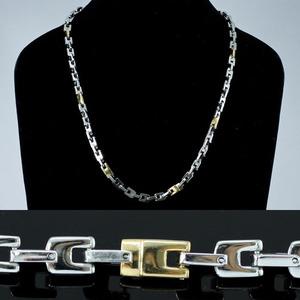 R&amp;B Silver Gold Tone Stainless Steel Links Mens Necklace Chain MN068