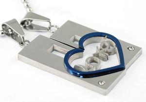 Love Theme Pair Lover Set Steel Cubic Zirconia Mens Pendants Necklace MP030