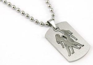 Gemini Zodiac Sign - Stainles Steel Mens Pendant Necklace MP127