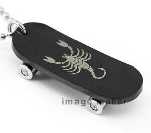 Black Scorpion Skateboard Stainless Steel Mens Pendant Necklace XMP156