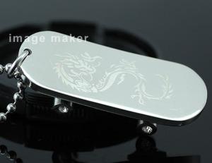 Silver Dragon Skateboard Stainless Steel Mens Pendant Necklace MP159
