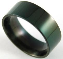 Biker Plain Black Solid Stainless Steel Mens Ring XMR017