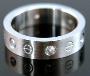 Mens CZ Simulated  Studs Solid Stainless Steel Mens Ring MR021