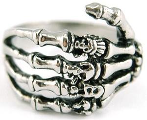 Mens Skeleton Hand Solid Stainless Steel Ring MR031