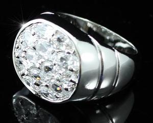 Cubic Zirconia Stud 18K White Gold Plated Mens Ring XMR050