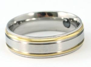 Two Tone Germanium Health Stainless Steel Mens Ring MR054