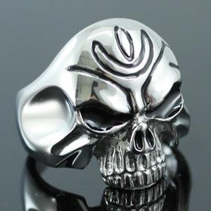 Gothic Skull Head No Jaw Stainless Steel Mens Ring MR075