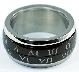 Custom Roman Numbers Stainless Steel Spin Mens Ring XMR090