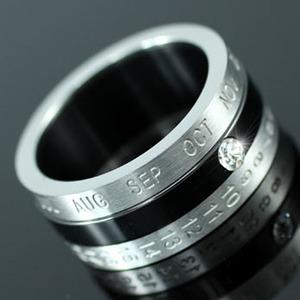 Custom Calendar Date Stainless Steel Spin Mens Ring XMR092