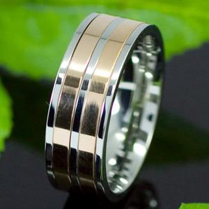 Biker Silver & Gold Tone Stainless Steel Spin Mens Ring XMR112