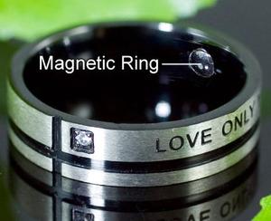 Love Only You Cubic Zirconia Magnetic Health Stainless Steel Band Mens Ring MR11