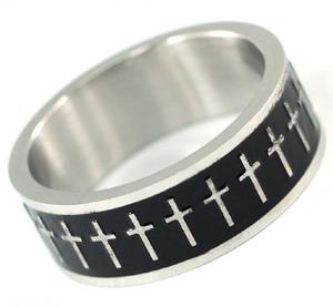 Biker Black Tone Cross Stainless Steel Mens Ring XMR115