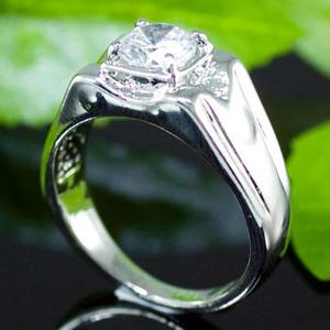 Cubic Zirconia Studs White Gold Plated Wedding Mens Ring XMR127