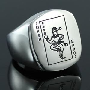 Poker Card Joker Stainless Steel Magnetic Mens Ring MR135