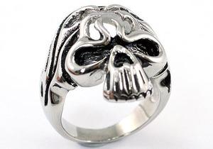Biker Silver Tone Skull Magnetic Health Stainless Steel Mens Ring XMR150