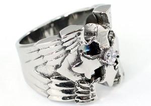 Gothic Cross Cubic Zirconia Stud Magnet Health Stainless Steel Mens Ring MR157