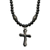 Load image into Gallery viewer, Black Onyx Beads with Steel Cross Pendant Necklace