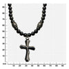 Load image into Gallery viewer, Black Onyx Beads with Steel Cross Pendant Necklace