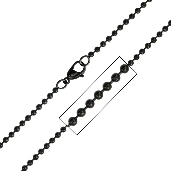 3mm Black Plated Ball Chain with Lobster Clasp