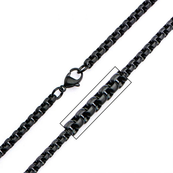 4mm Black Round Bold Box Chain