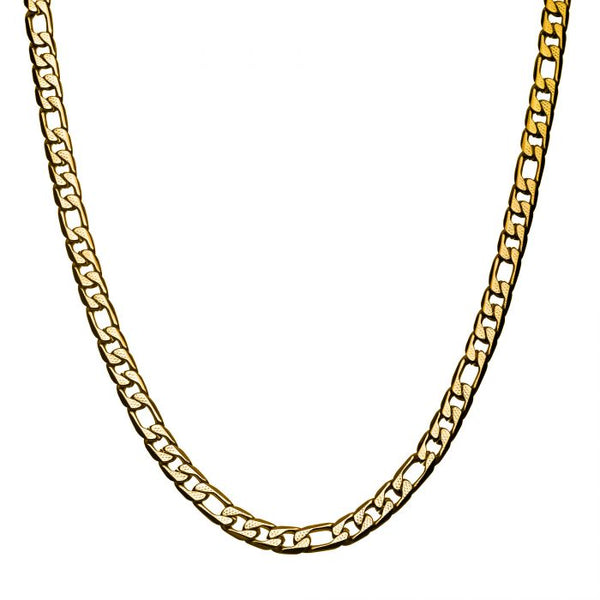 Stainless Steel 7mm Speckled Figaro Chain Necklace