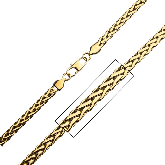 Stainless Steel Gold Plated 6mm Spiga Chain Shiny