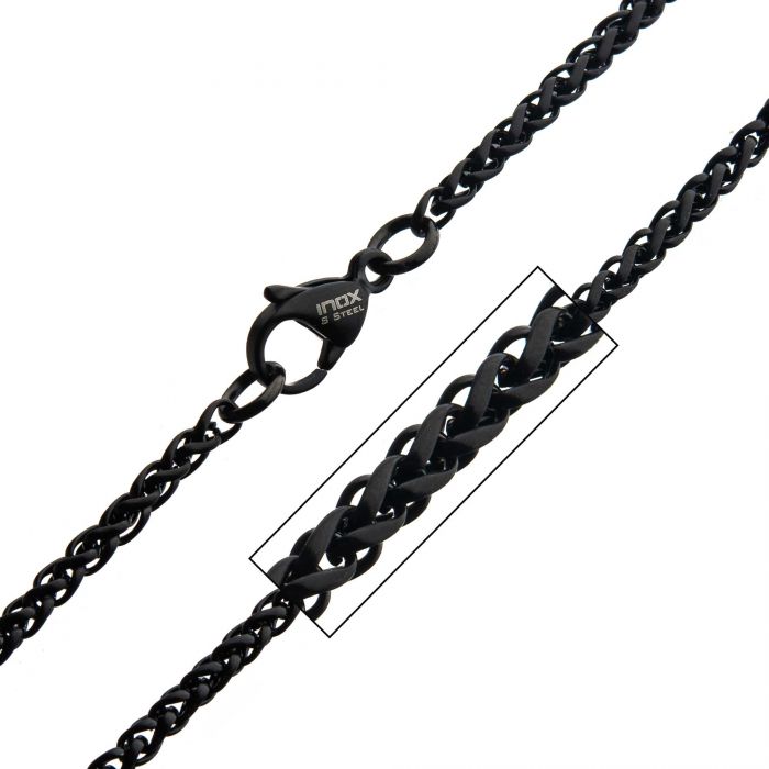 2.7mm Black Plated Round Wheat Chain