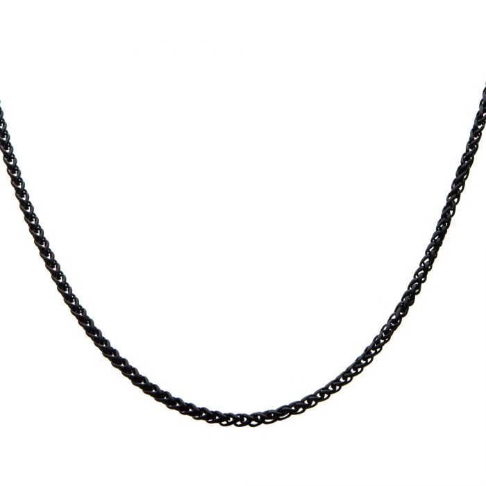 2.7mm Black Plated Round Wheat Chain