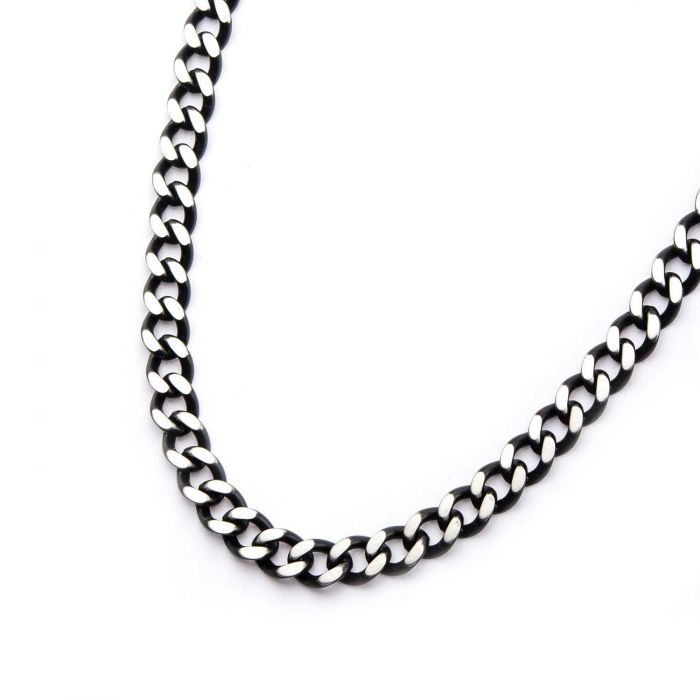 Black Plated Diamond Cut Chain Necklace