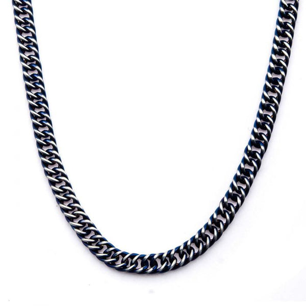 Steel Blue Plated Curb Chain Necklace