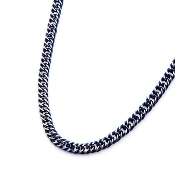 Steel Blue Plated Curb Chain Necklace