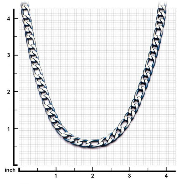 3mm Blue Plated Figaro Chain Necklace