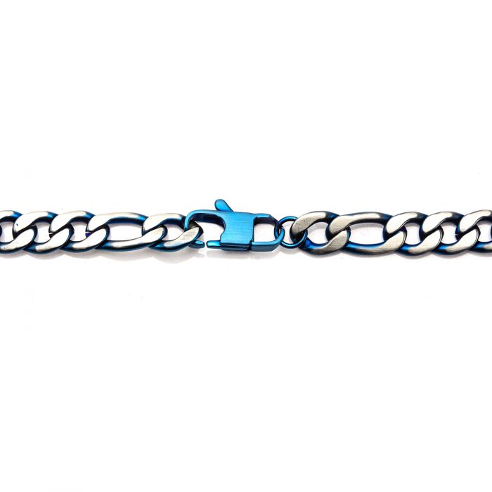 3mm Blue Plated Figaro Chain Necklace