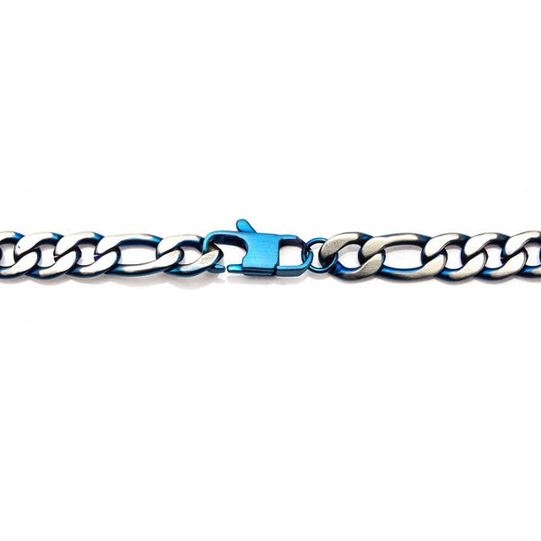 3mm Blue Plated Figaro Chain Necklace