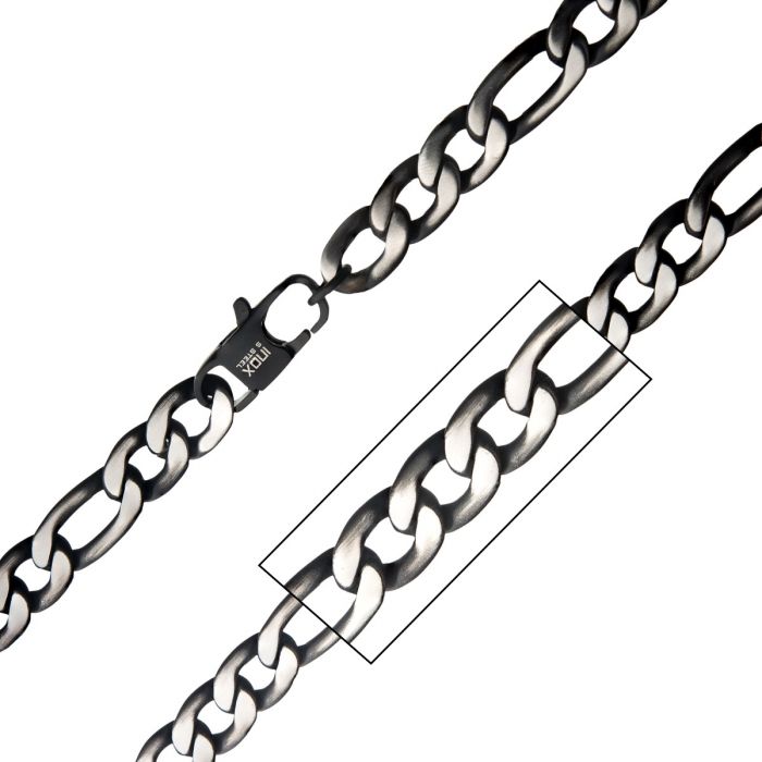 Black Plated Figaro Chain Necklace