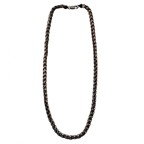 8mm Plated Cappuccino and Black Wheat Chain