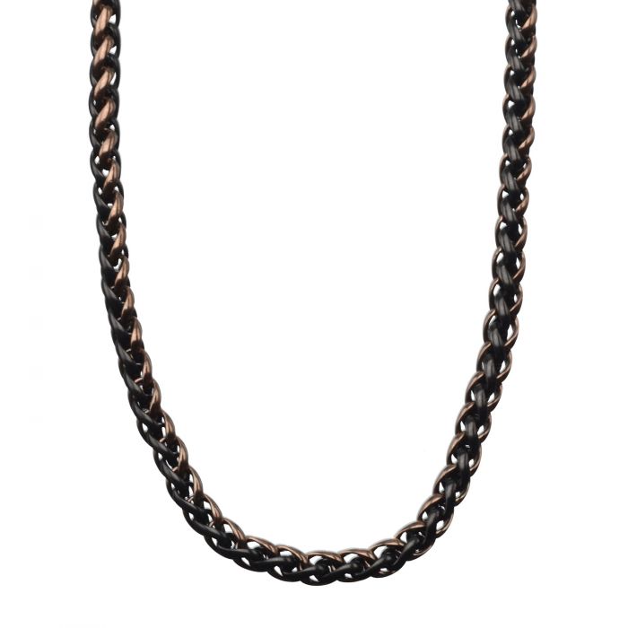 8mm Plated Cappuccino and Black Wheat Chain