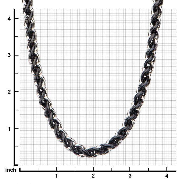 7.1 Steel and Black Plated Wheat Chain Necklace