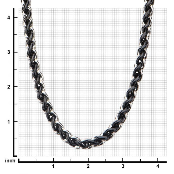 7.1 Steel and Black Plated Wheat Chain Necklace