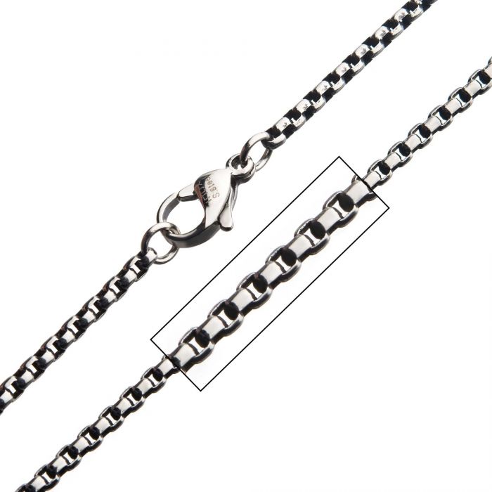 2.4mm Black Oxidized Bold Box Chain