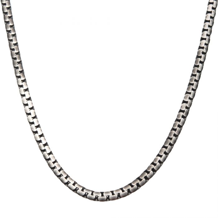 Matte Steel & Black Plated Reversible Curb Chain Colossi Necklace