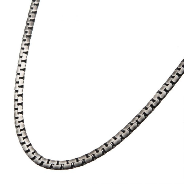 Matte Steel & Black Plated Reversible Curb Chain Colossi Necklace