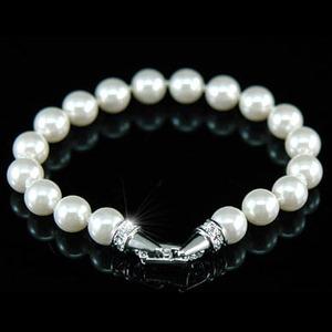 Bridal White Shell Pearl Bracelet use Austrian Crystal XSB018