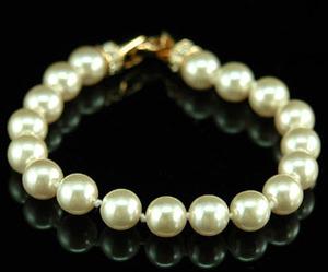 Bridal Cream Shell Pearl Bracelet use Austrian Crystal XSB020