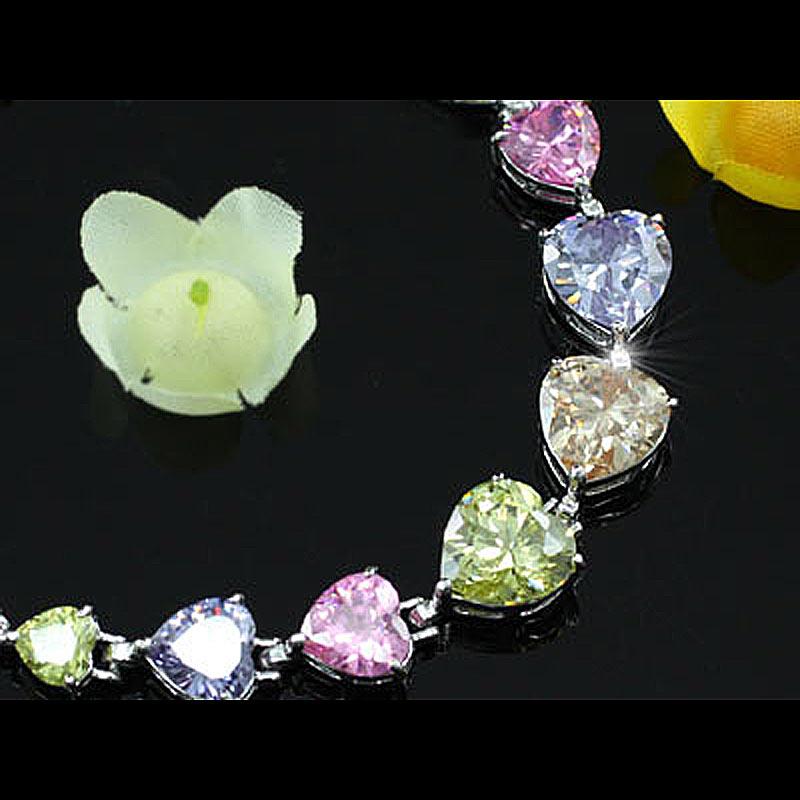 29 Carat Sparkling Multi-Colour Heart Created Topaz Bracelet XSB065