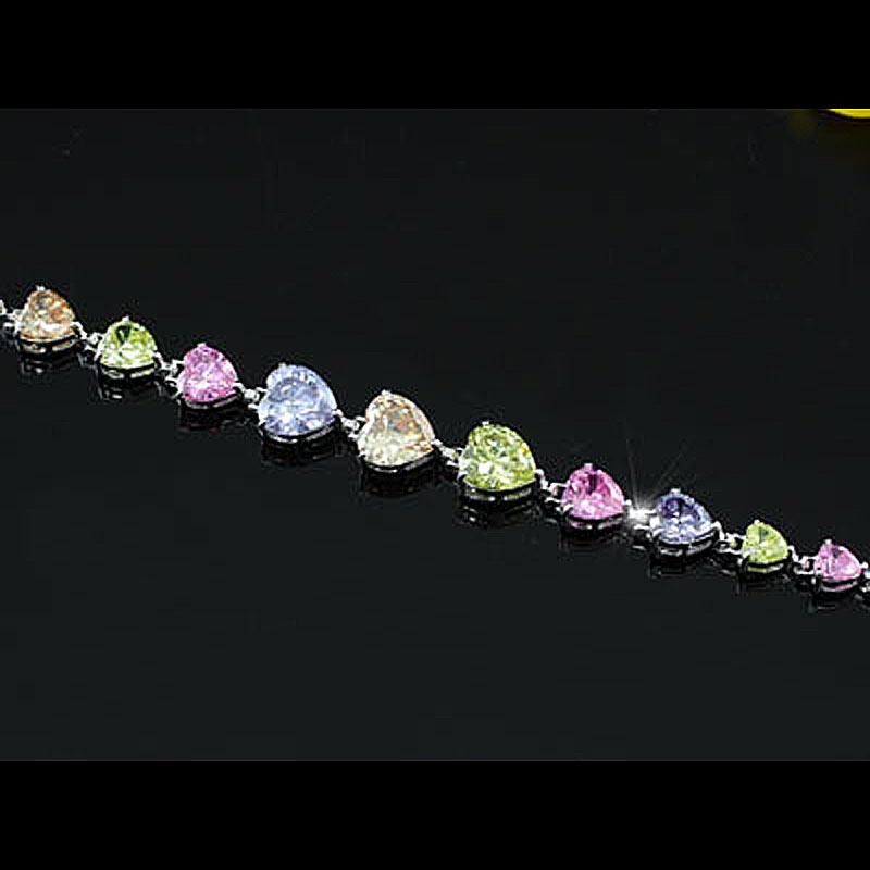 29 Carat Sparkling Multi-Colour Heart Created Topaz Bracelet XSB065